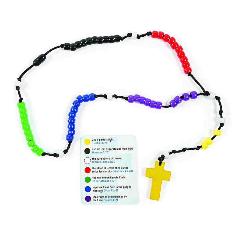 Fun Express Colors of Faith Rosary Craft Kit - Makes 12 - Sunday School Crafts for Kids and Fun Home Activities - Image 1